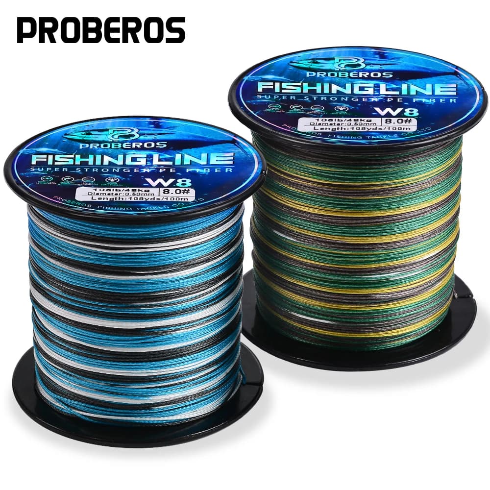 Ligne de pêche Proberos 8 brins multifilament PE anti-abrasion Blue Camo 20-106LB 109yds