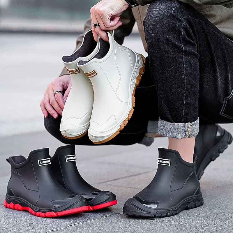 Bottes de pluie homme grande taille 39-48 antidérapantes résistantes chaussures eau extérieur épaisses plastique