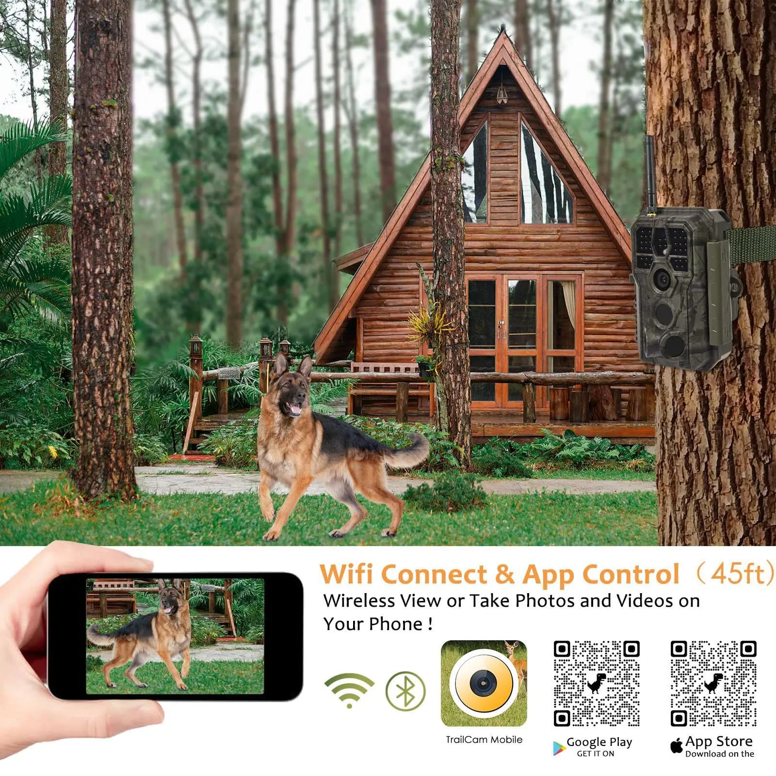 A280W caméra trail jeu 64MP WiFi avec LEDs sans lueur angle détection 120 degrés réglage application