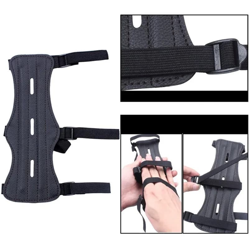 Protège-bras réglable en cuir pour tir à l'arc - Accessoire pêche et chasse protection essentielle