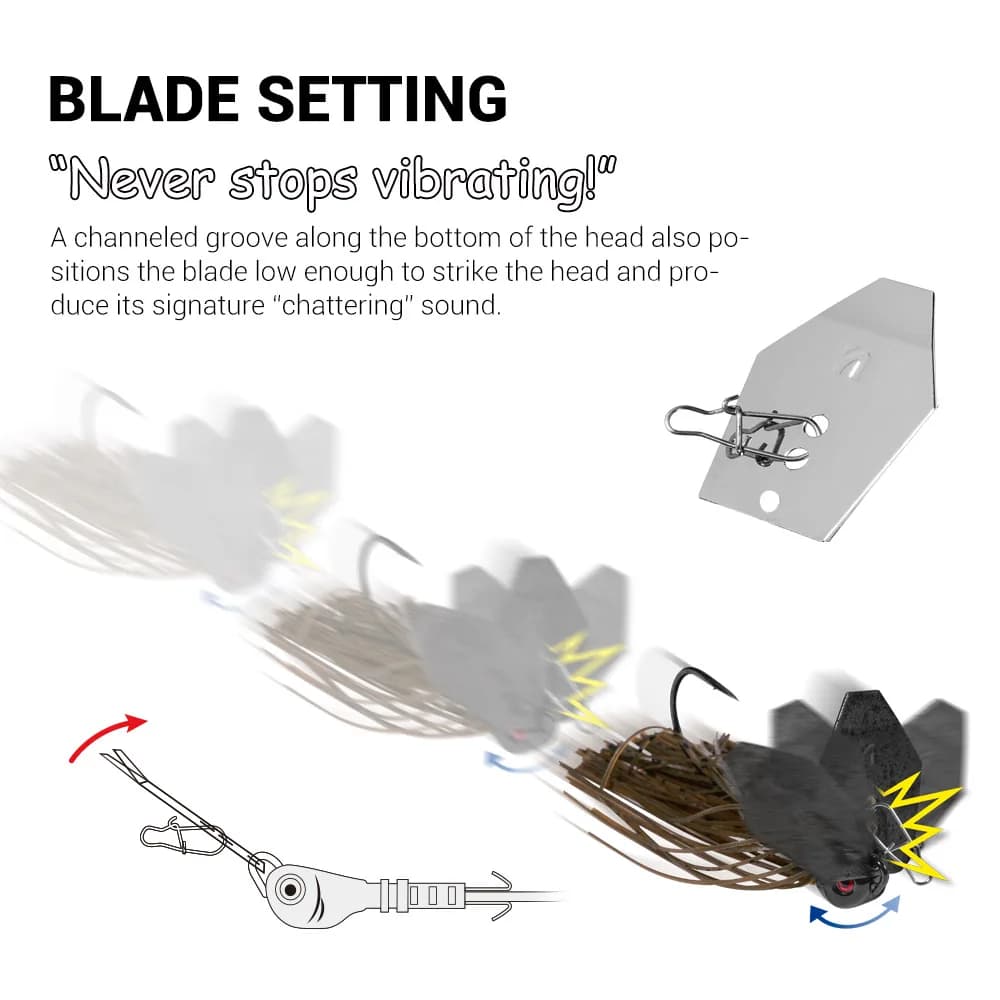 Chatterbait Noeby 10.5g-35g bladed jig avec hameçon stinger vibration wire pour brochet et perche