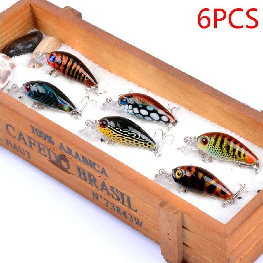 Kit 6pcs crankbaits flottants topwater pour pêche trolling - wobblers durs brochet black bass carpe