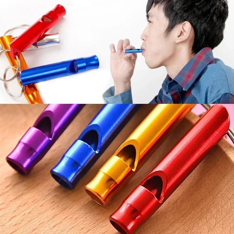 Set 4 sifflets sécurité sport aluminium alliage porte-clés survie camping pêche urgence - Compact