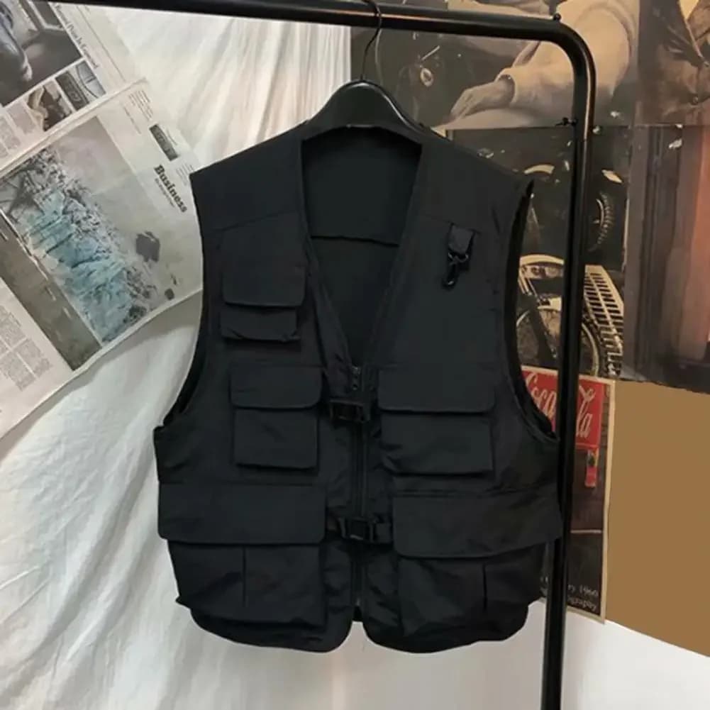 Veste tactique homme été sans manches multi-poches pour pêche, travail et loisirs en extérieur