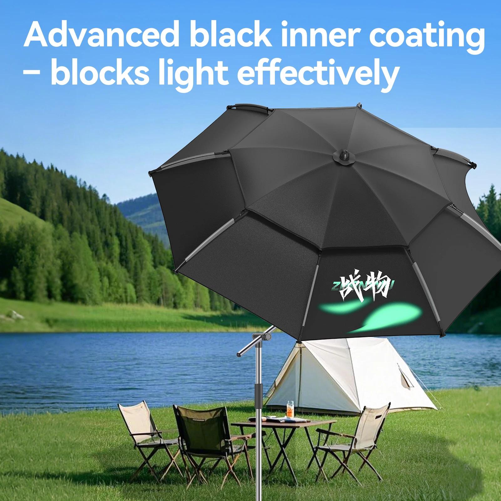 Parapluie de pêche pliable grand format UPF 50+ anti-vent portable réglable durable ombre soleil plage