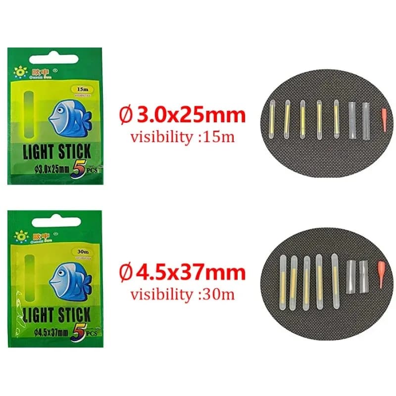Bâtons lumineux pêche nocturne 10/50 pièces lumière fluorescente rouge pour embouts canne flotteurs