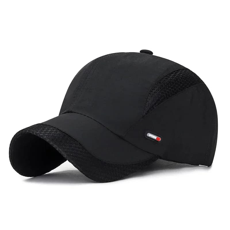 Chapeau soleil mesh rouge étiquette cuir pêche sport outdoor séchage rapide protection UV été