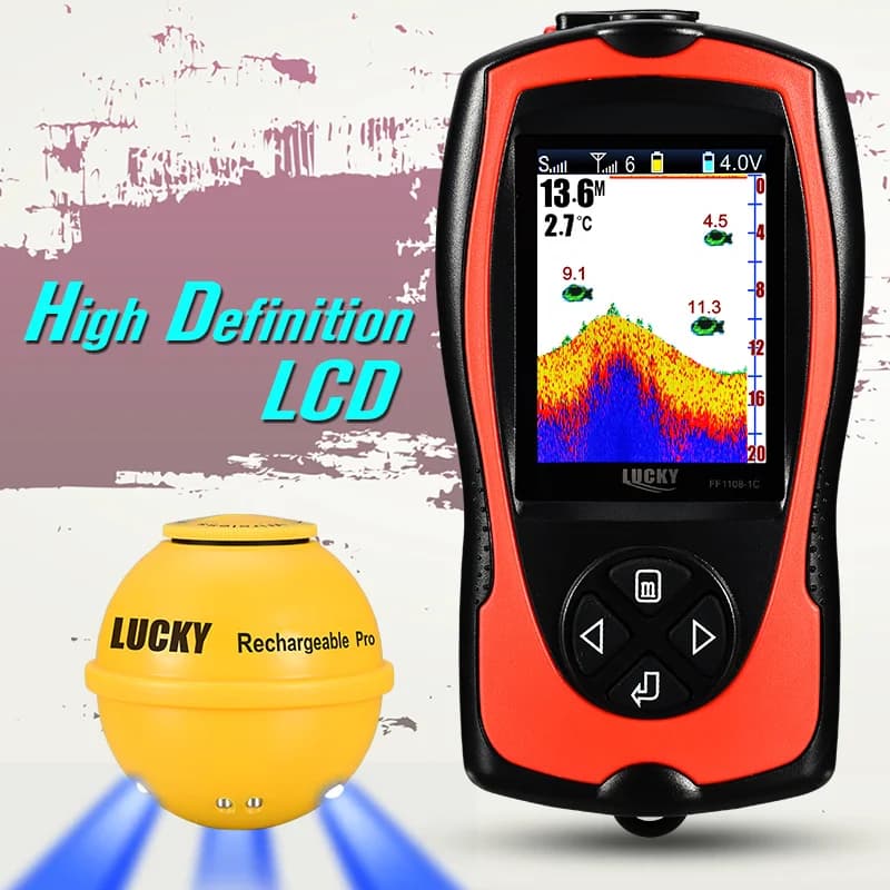 Sonar de pêche Lucky FF1108 sans fil rechargeable 45m profondeur détection poissons portable