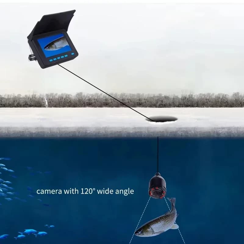 Caméra sous-marine HD WF25C 4.3 pouces pour pêche sur glace hiver avec batterie rechargeable 20M/30M