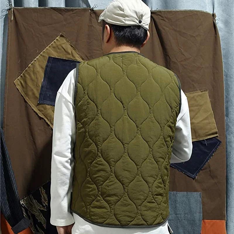Veste matelassée vintage sans manches pour homme - Veste ouate épaisse chaude travail extérieur automne hiver