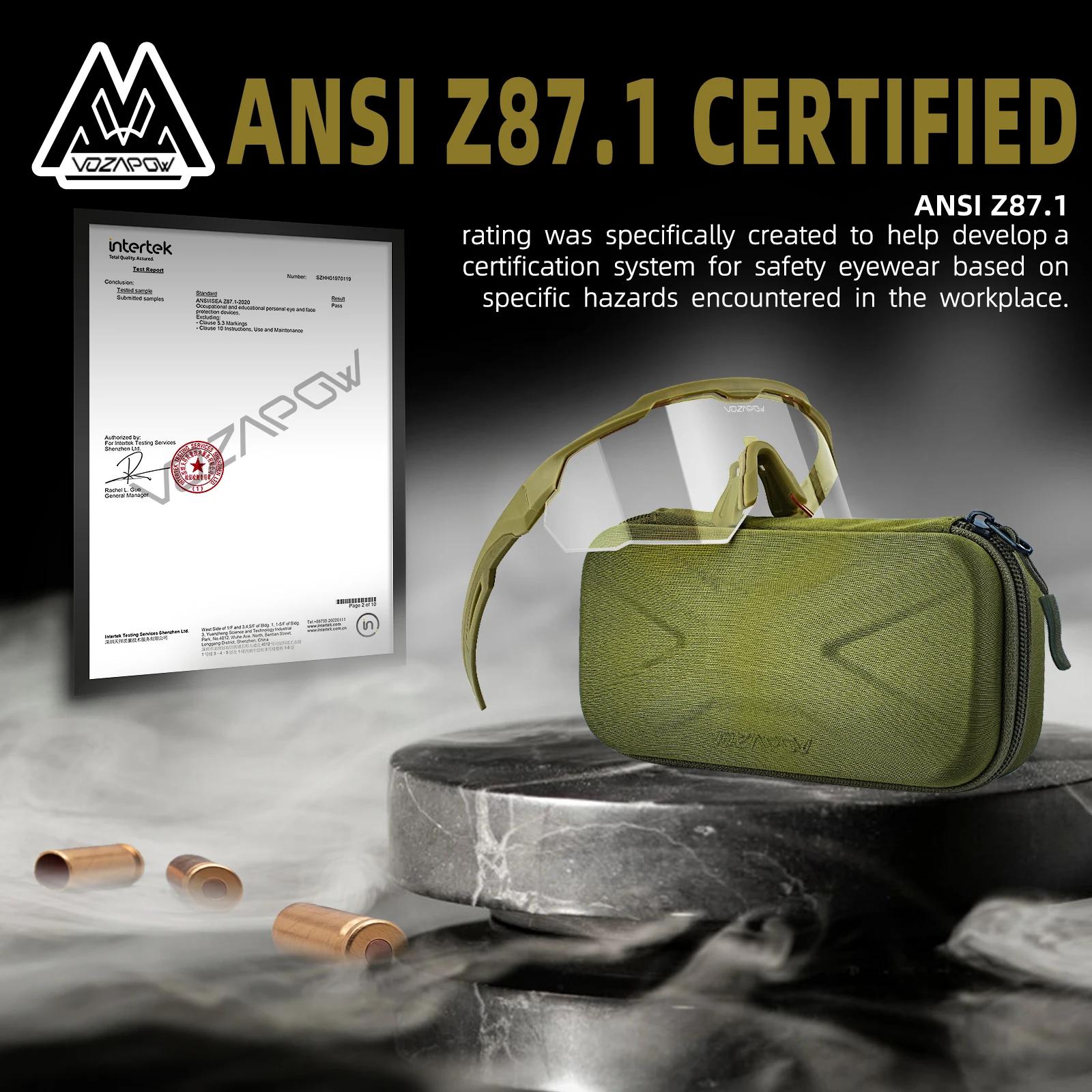 Lunettes de tir professionnelles Vozapow ANSI Z87.1 - Protection anti-buée pour airsoft, pêche et alpinisme