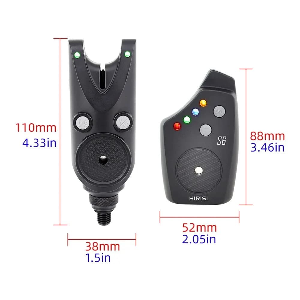 Hirisi S6 Kit d'Alarme de Touche Carpe Sans Fil Étanche - Détecteur Prise Accessoires Pêche Professionnelle