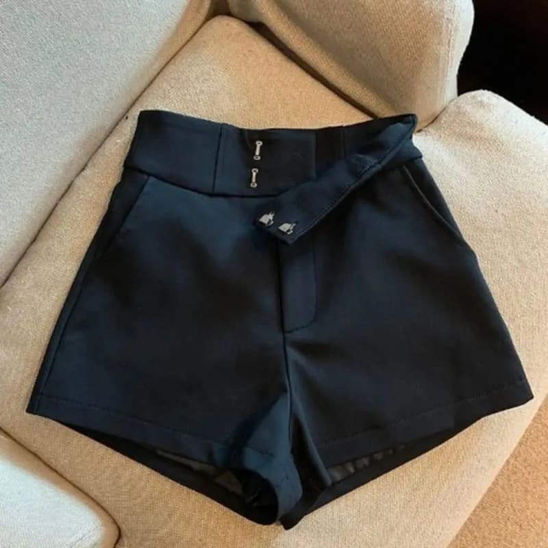 Shorty femme noir Harajuku élégant taille haute coupe droite pantalon sexy casual
