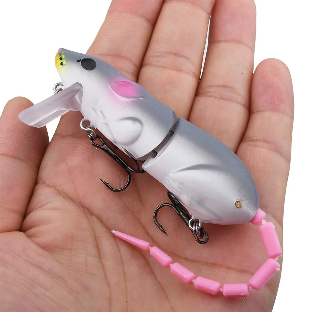 Leurre Souris Flottant 15.5cm - Appât Artificiel Rat pour Brochet et Black Bass en Surface