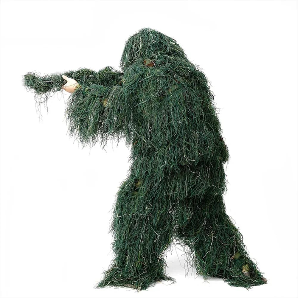 Ensemble ghillie adulte 5 pièces camouflage - Tenue complète pêche observation oiseaux chasse