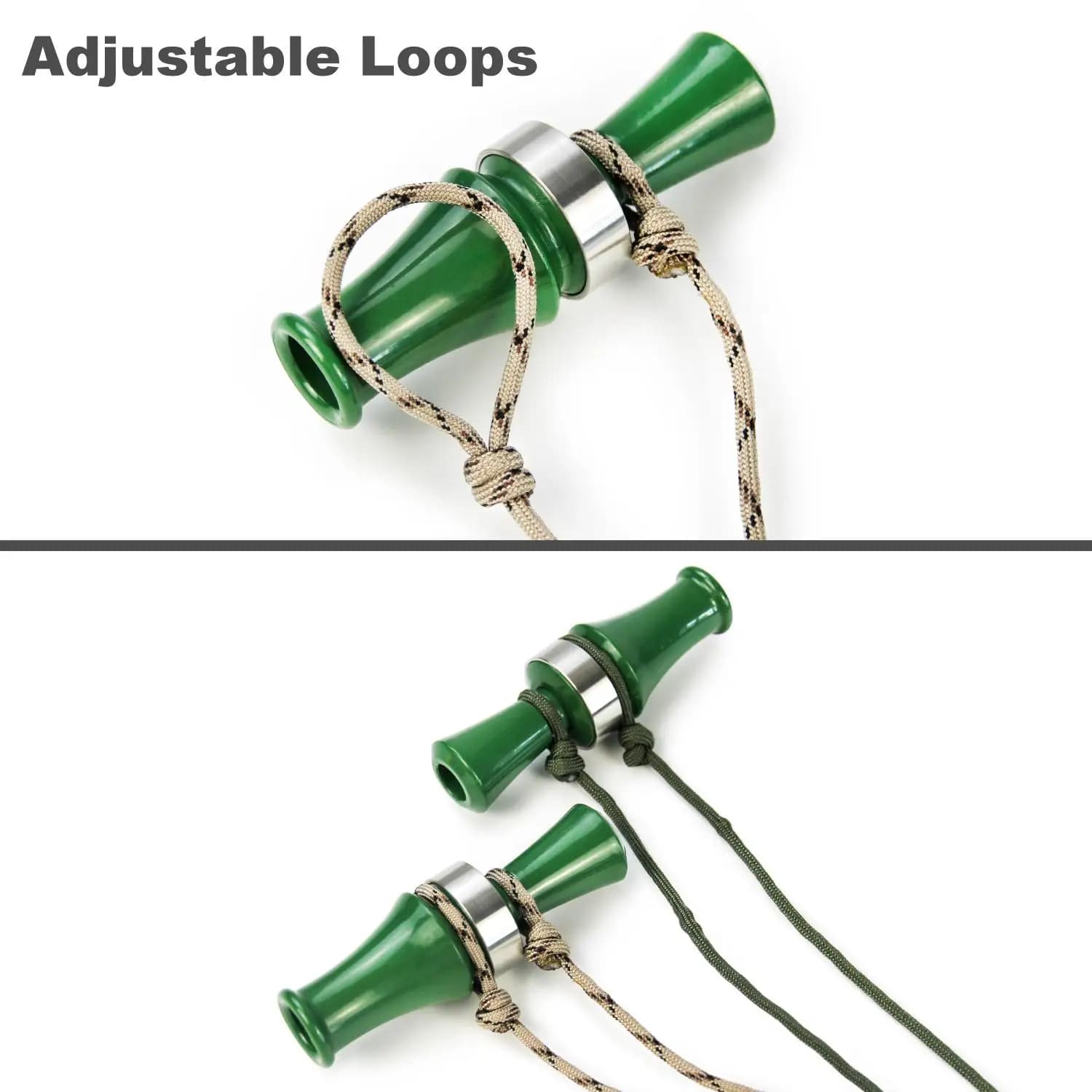 Cordon appel canard réglable - Collier chasse 12 anneaux tressé pour portage appeaux et sifflets