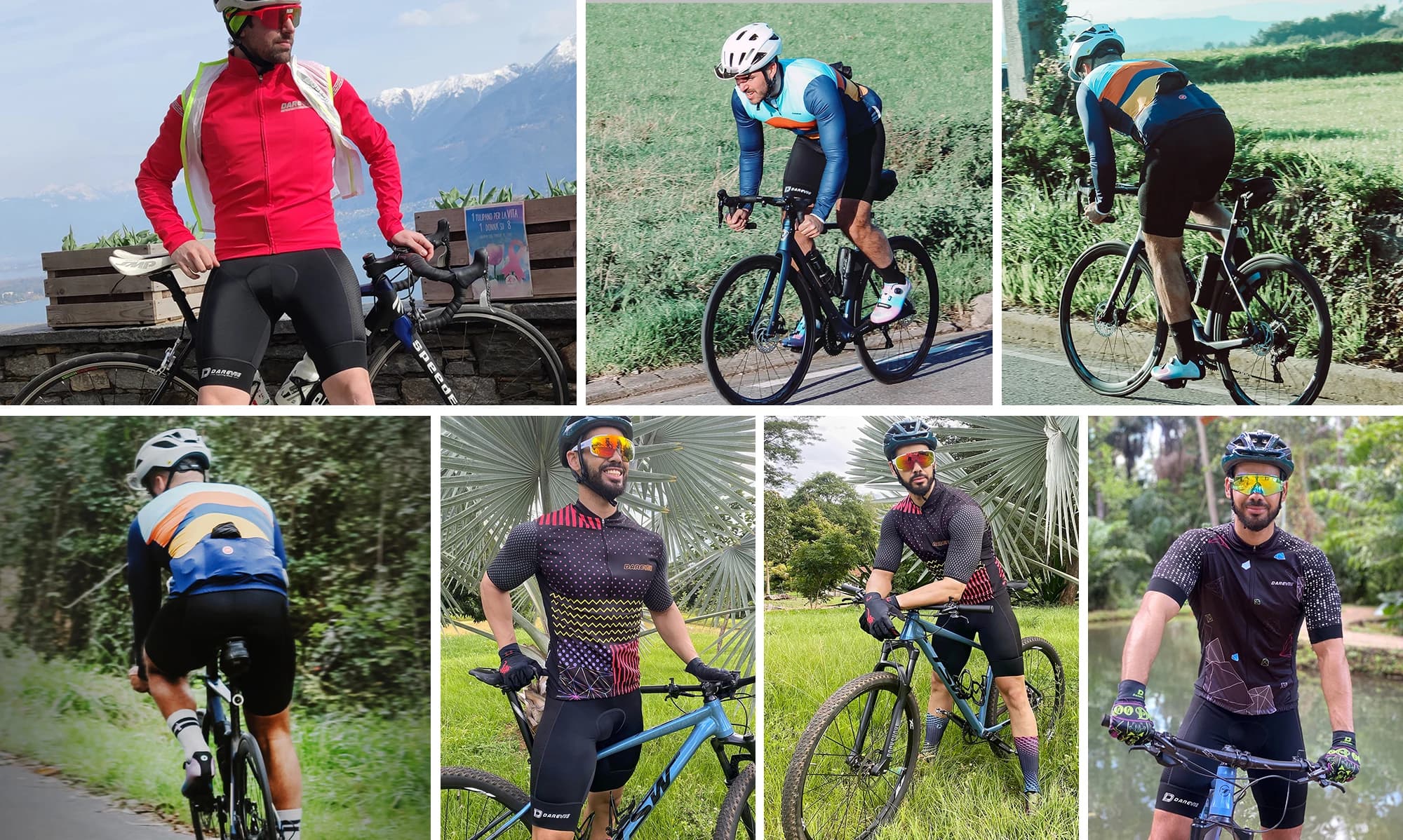 Cuissard cyclisme homme professionnel DAREVIE avec gel 3D 6 heures et grip jambes 7cm pour compétition VTT