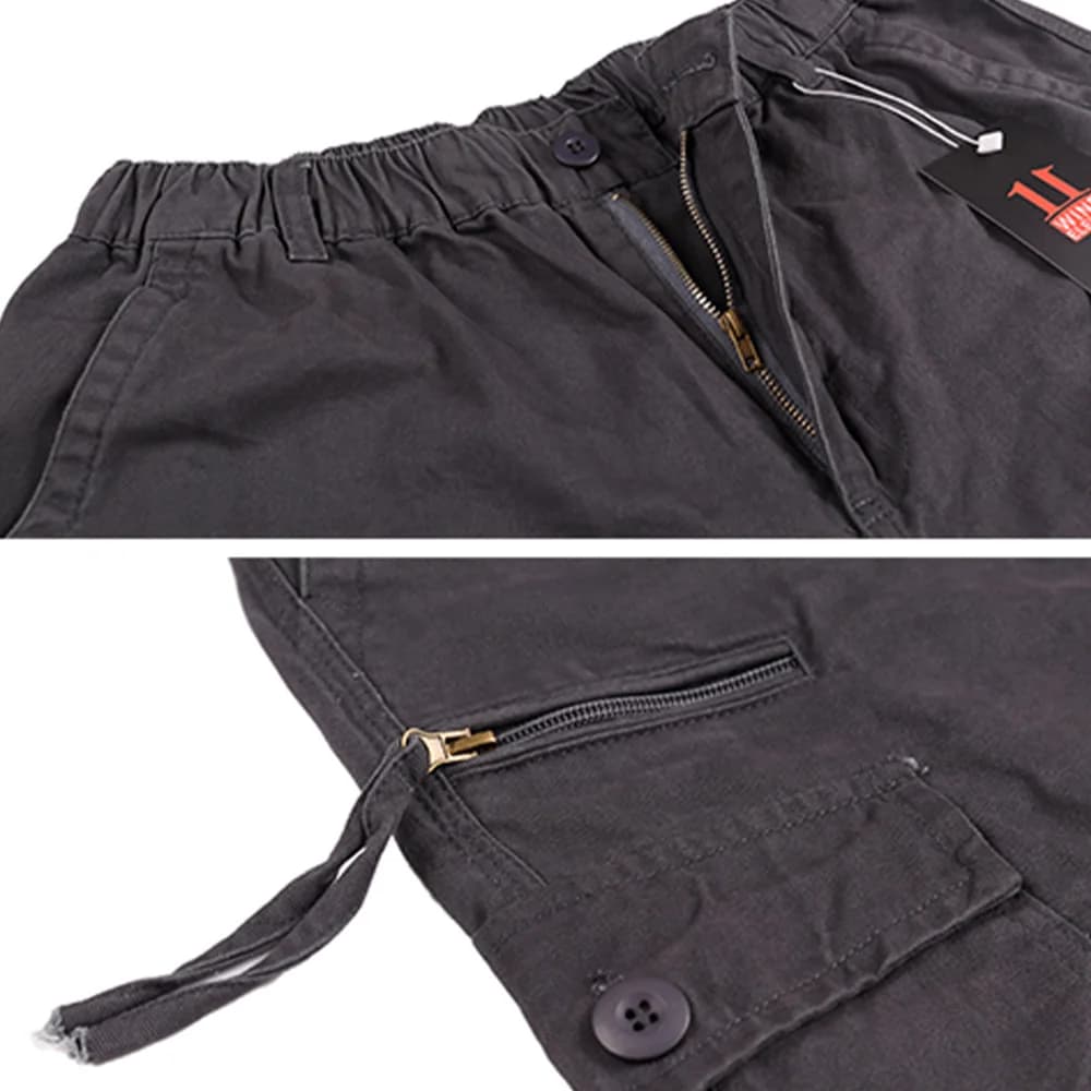Pantalon cargo 100% coton multi-poches élastique pour pêche et randonnée 2025