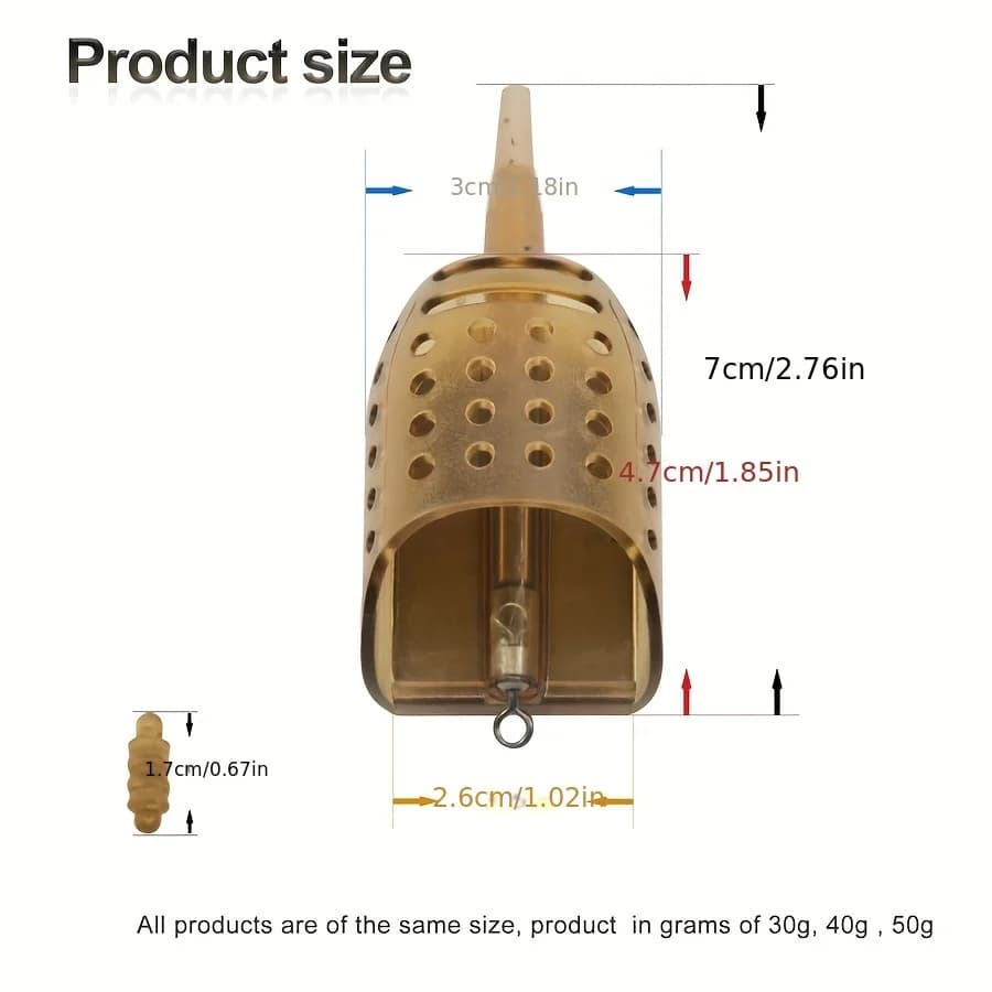 Amorçoir à pellets inline 30g 40g 50g pour pêche à la carpe et pêche au coup - feeder maggots