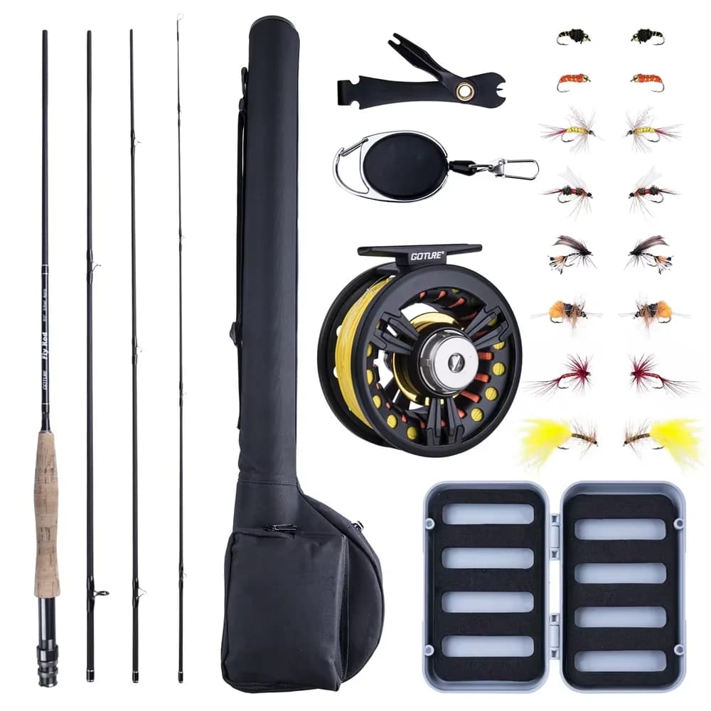 Canne à pêche mouche combo Goture 2.7m 9FT carbone 30+36T léger voyage truite saumon perche brochet