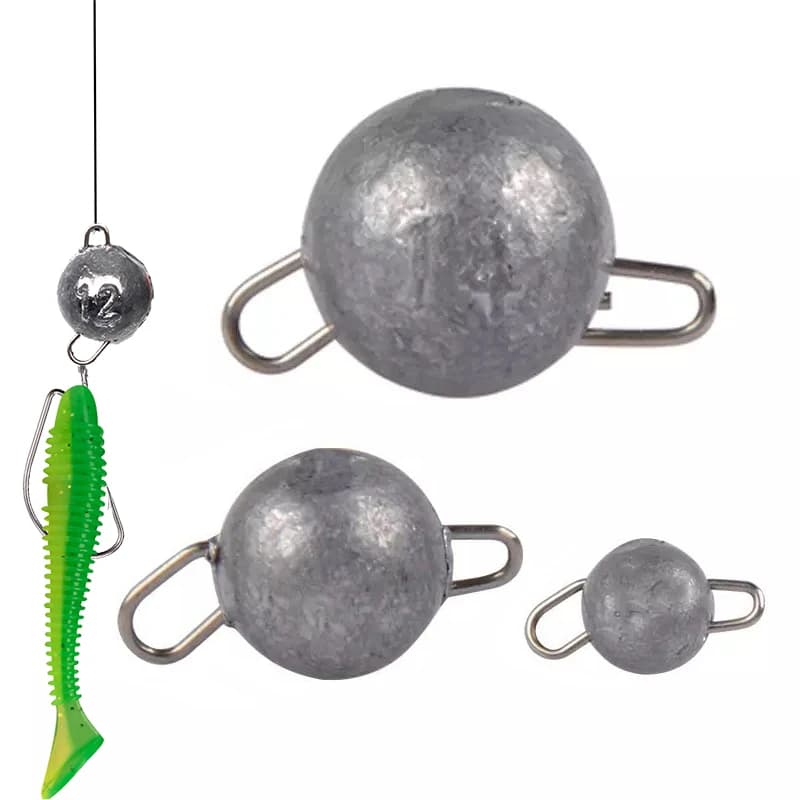 Lot de 5 plombs de pêche bullet et ronds de 3g à 28g avec émerillon pour