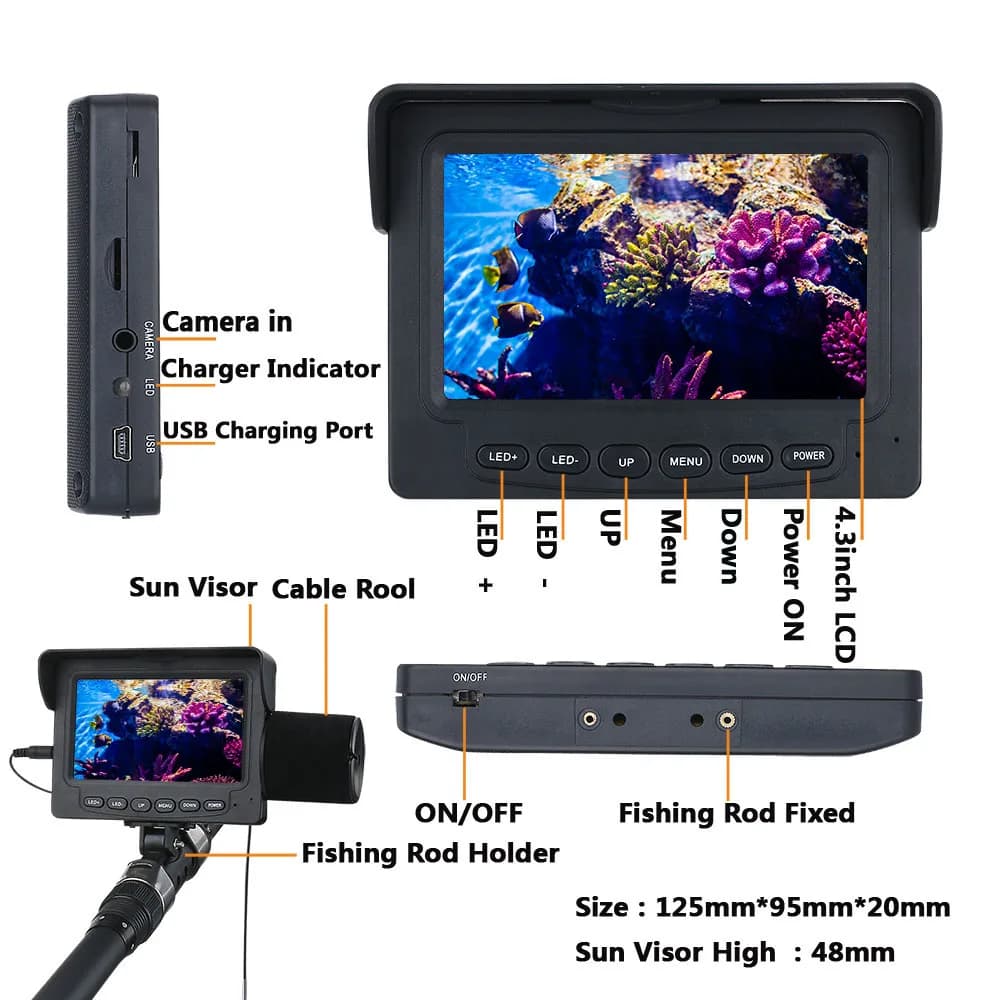 Caméra sous-marine GAMWATER 4.3" avec batterie 5000mAh - Détecteur poissons 1000TVL étanche IP68 pour pêche 30M