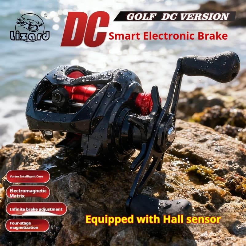 Moulinet casting Lizard DC frein électronique intelligent - léger avec alarme de lancer et son pour pêche au leurre