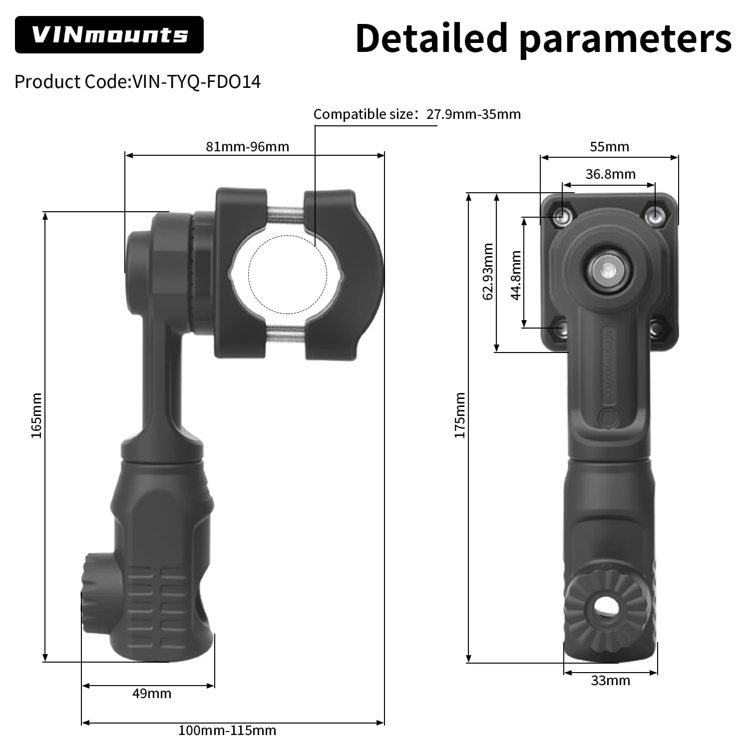 Support capteur sondeur aluminium VINmounts adaptateur pour Garmin Livescope LVS34 Lvs32 Lvs62 Lowrance