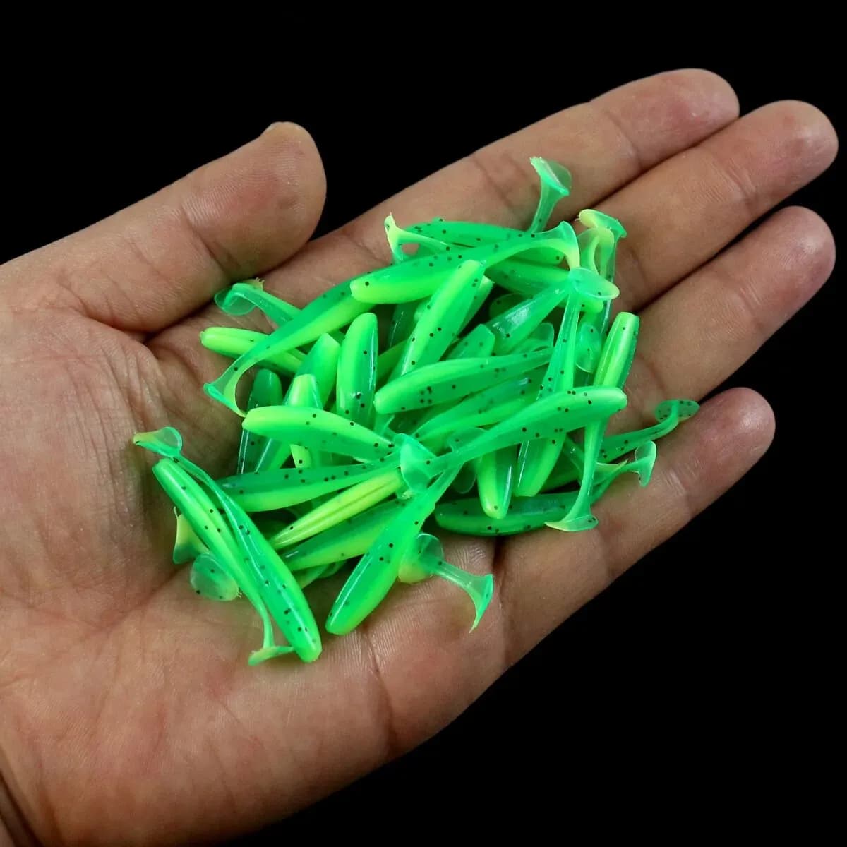 Leurre souple T-tail 50 pièces, appât silicone pour pêche de la perche et du brochet, leurres miniatures