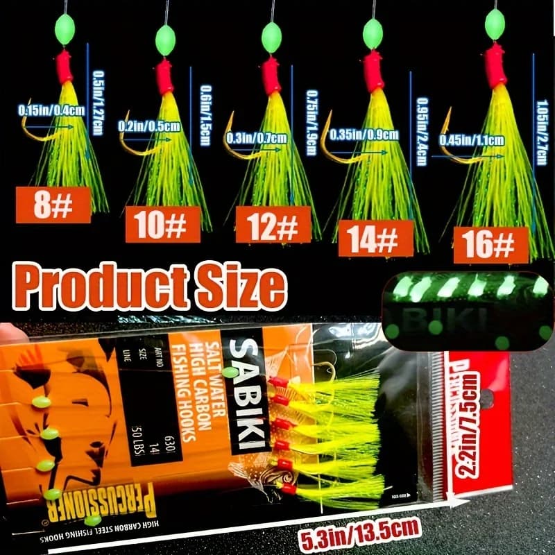 Kit bas de ligne Sabiki luminescent TAKBAS 5 ou 10 packs pour pêche surf mer salée hameçons acérés