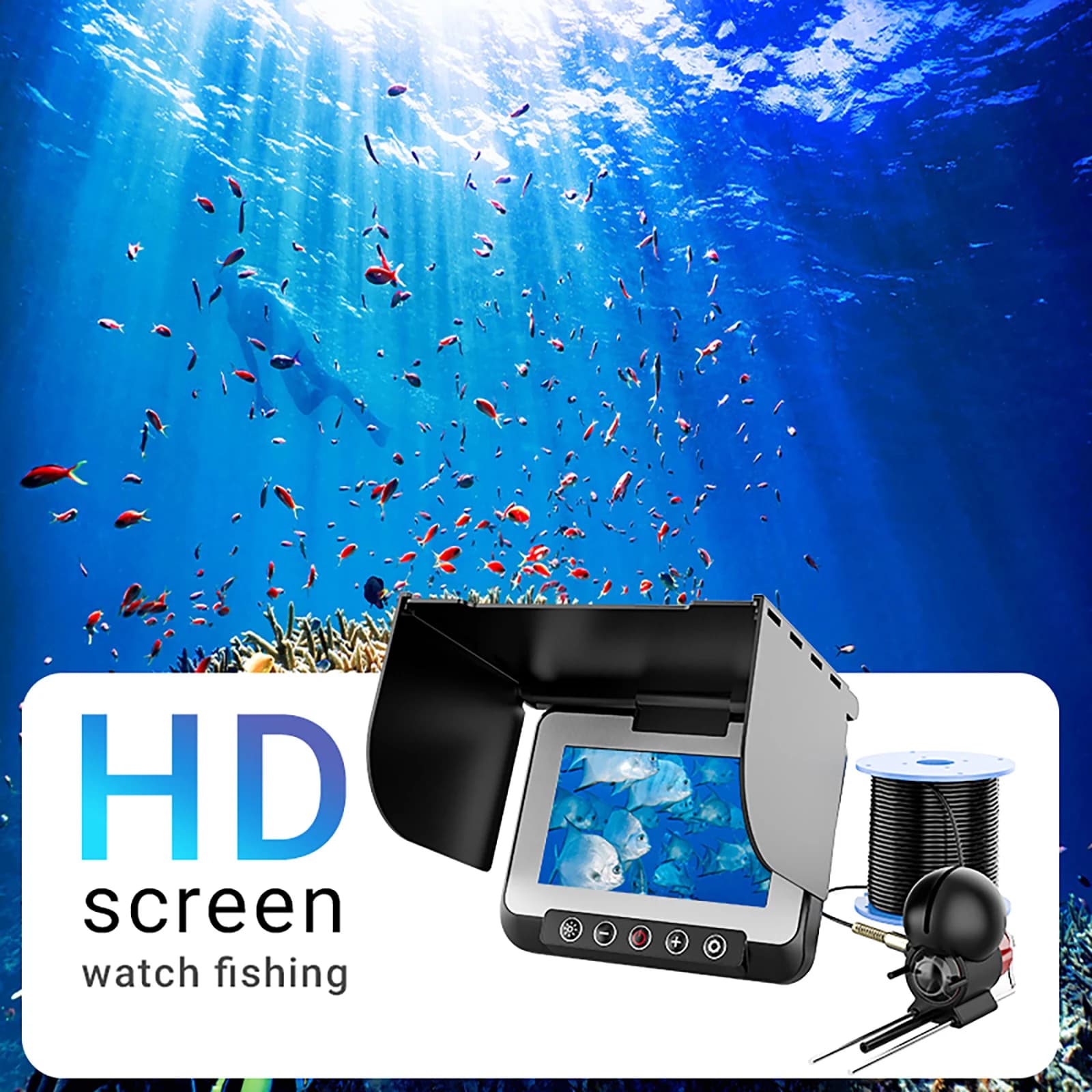 Caméra de pêche portable avec moniteur LCD 4.3" et vision nocturne infrarouge pour pêche sur glace