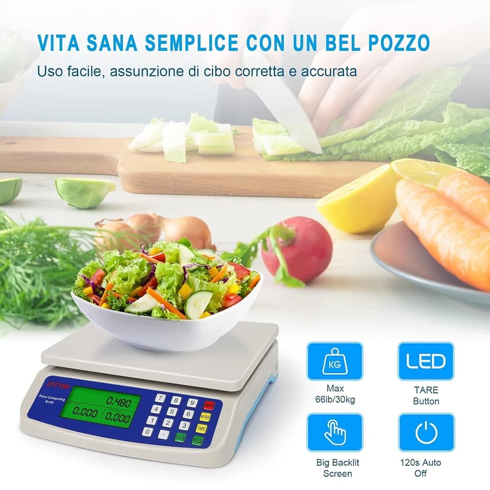 Balance numérique cuisine 30KG précision 1G - Plateforme rechargeable pour aliments et pêche