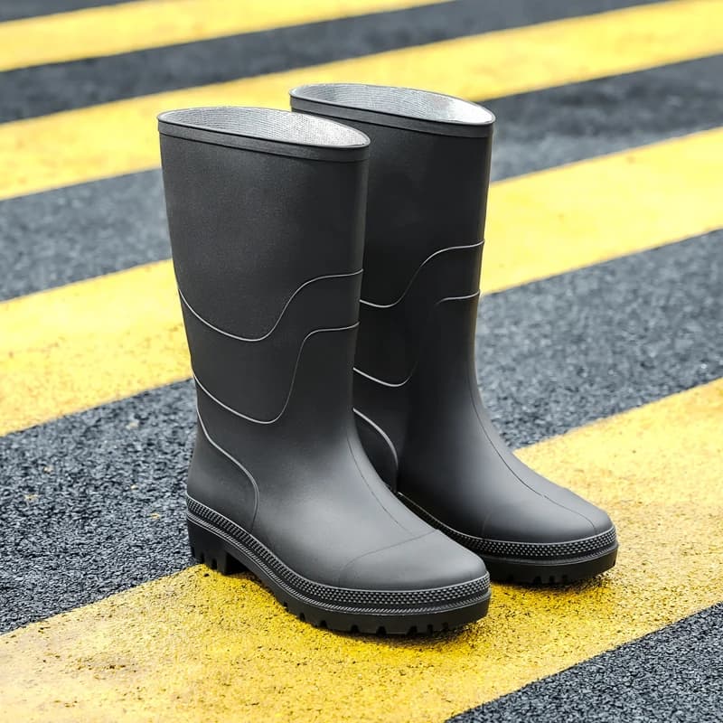 Bottes de pluie PVC mi-mollet homme imperméables antidérapantes pour pêche et activités nautiques