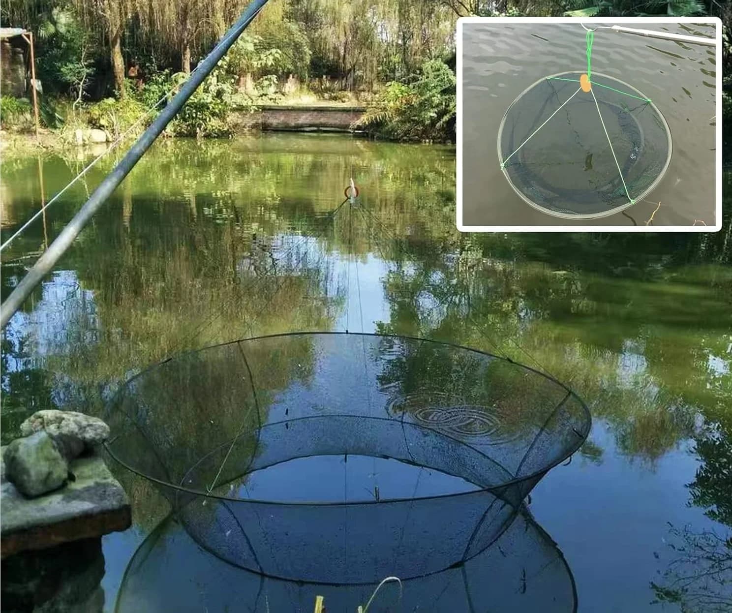 Filet de pêche pliable grand modèle 80/100 cm pour écrevisses, crevettes et appâts - Réservoir, étang, extérieur
