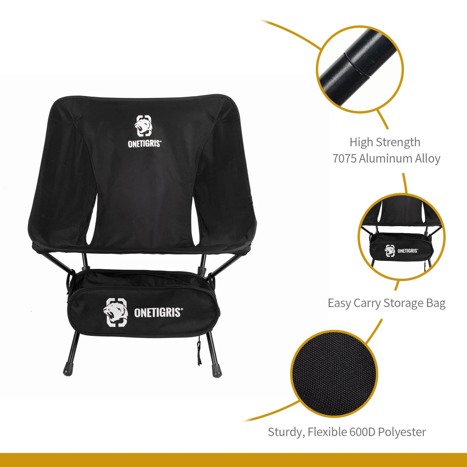 Chaise de camping ultralégère OneTigris - Chaise pliante portable pour randonnée pêche BBQ jardinage