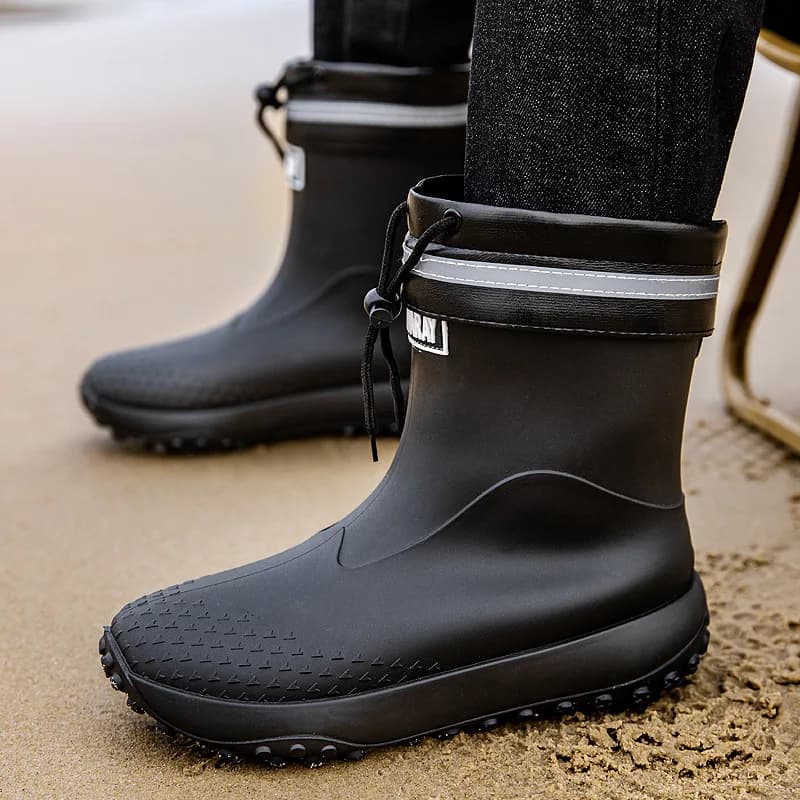 Bottes de pêche écologiques homme doublées polaire antidérapantes imperméables pour pêche hivernale