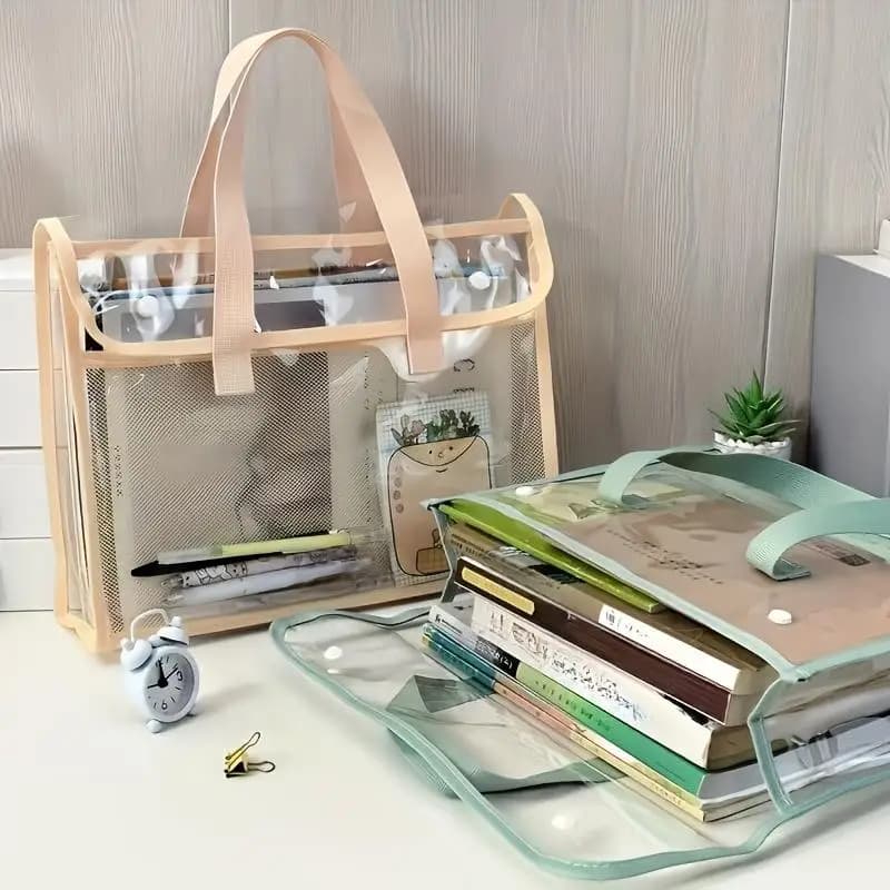 Sac transparent PVC étanche pour école primaire - Stockage copies d'examen et documents scolaires