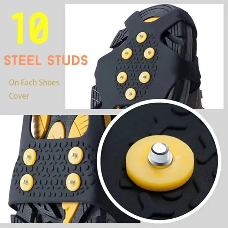 Crampons antidérapants 10 pointes acier pour neige glace randonnée marche traction sécurité