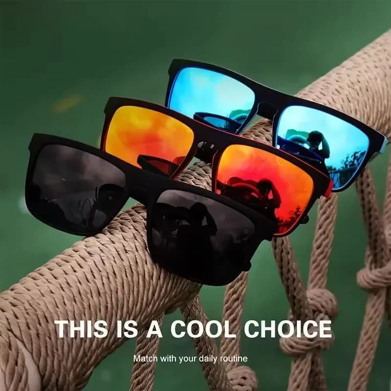Lunettes de pêche polarisées sport - Cadre carré métal - Personnalisables hommes femmes