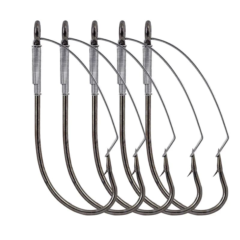 5 hameçons sans herbe en acier haute teneur en carbone pour la pêche au bass avec montage wacky rig