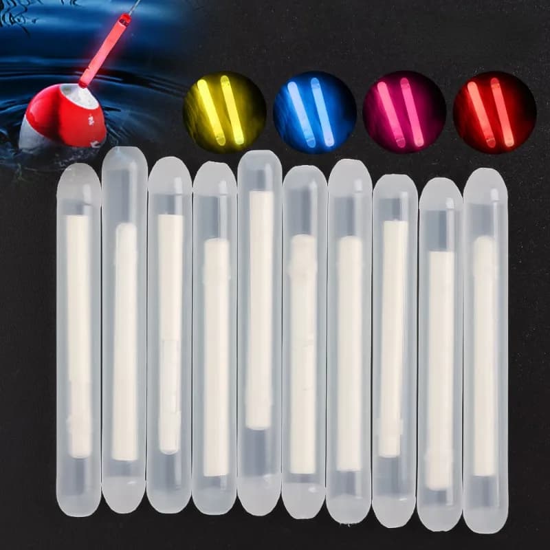 Bâtonnets luminescents fluo pour pêche de nuit, 10/20/30 pièces, lumière verte ou bleue durable