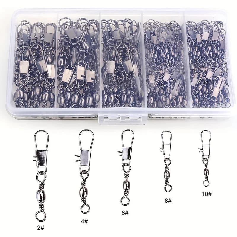 50/200 pièces barrel snap swivels avec roulements à billes pour connexion rapide des leurres pêche