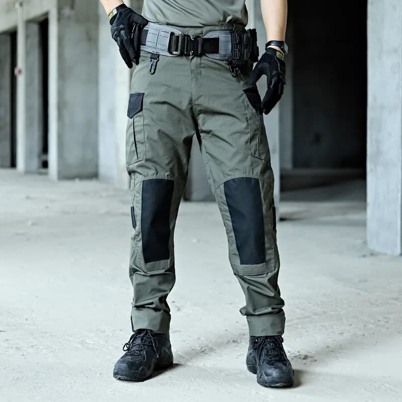 Pantalon cargo tactique résistant homme - Randonnée pêche entraînement multi-poches imperméable T-shirt