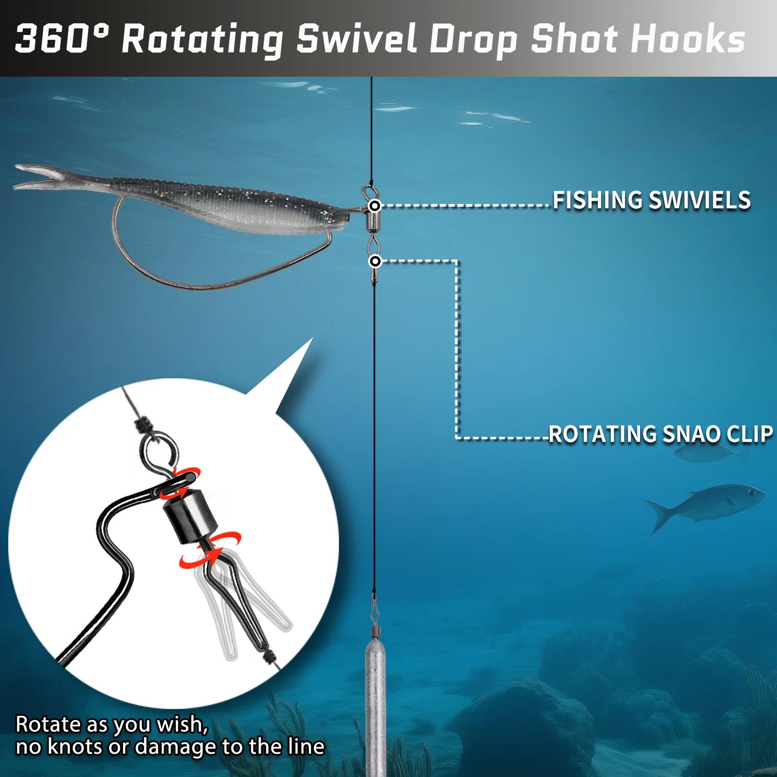 30 hameçons Drop Shot avec émerillons pour Texas Rig - Acier haute teneur en carbone