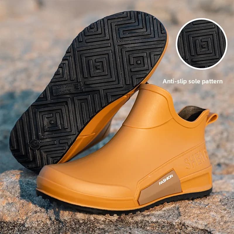 Bottes pluie unisexes pêche cuisine lavage auto antidérapantes imperméables sans lacets