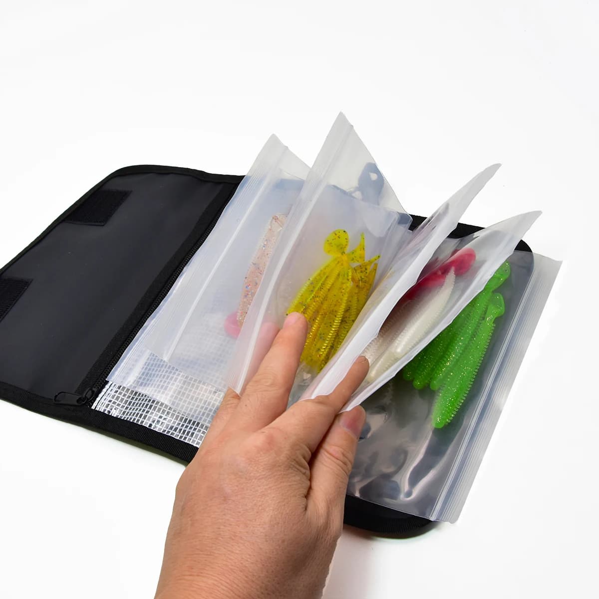 Sac de rangement PVC étanche pour leurres de pêche avec compartiments intérieurs tri accessoires