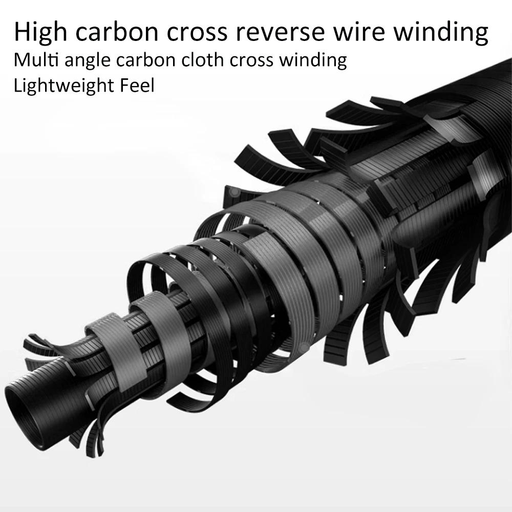 Canne à pêche ultralégère FishingFans Carbon Handle UL ML avec guides Fuji O et Cross Carbon Tape