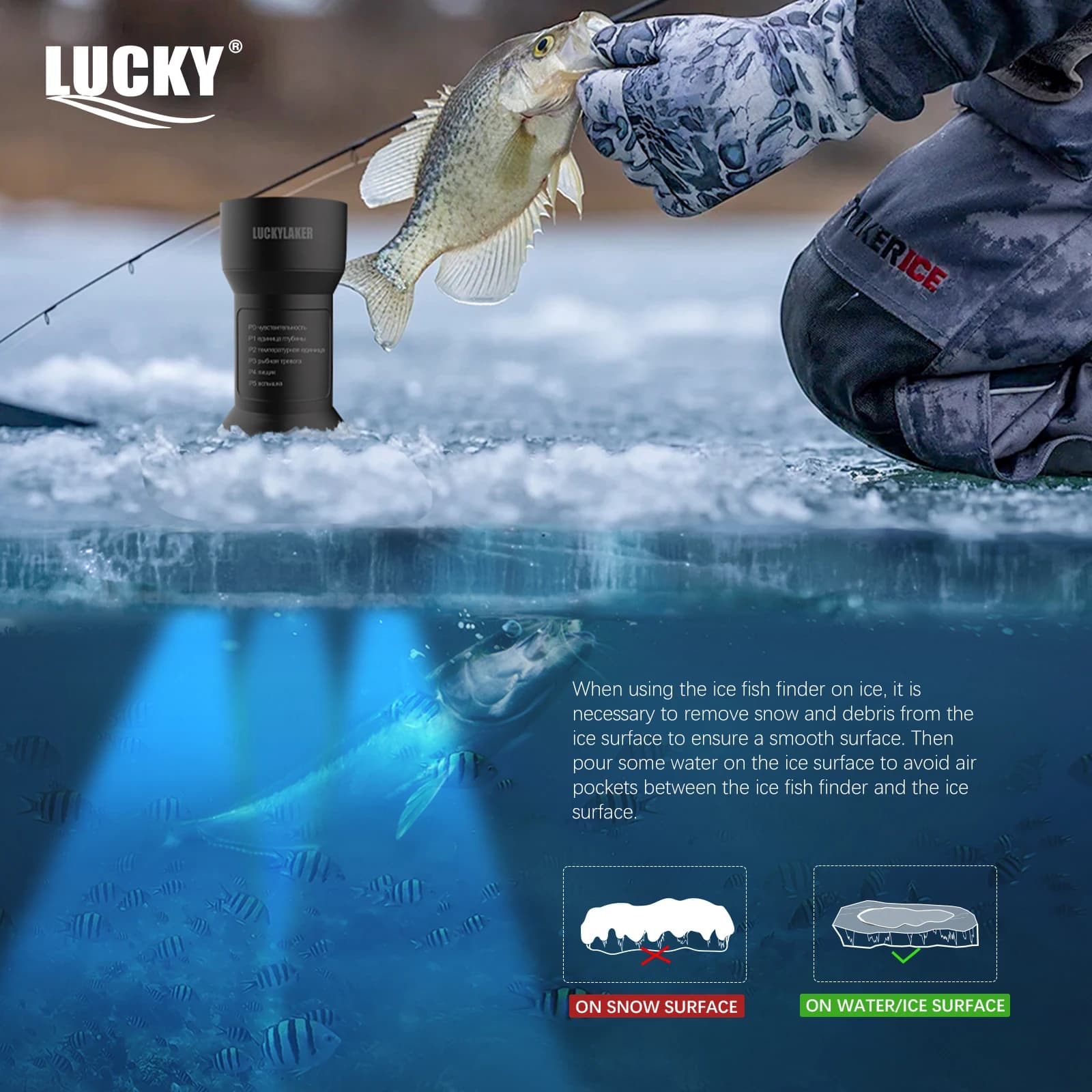 Sonar de pêche portable FF202 manuel russe - Détecteur de poissons échosondeur compact pour pêche nomade