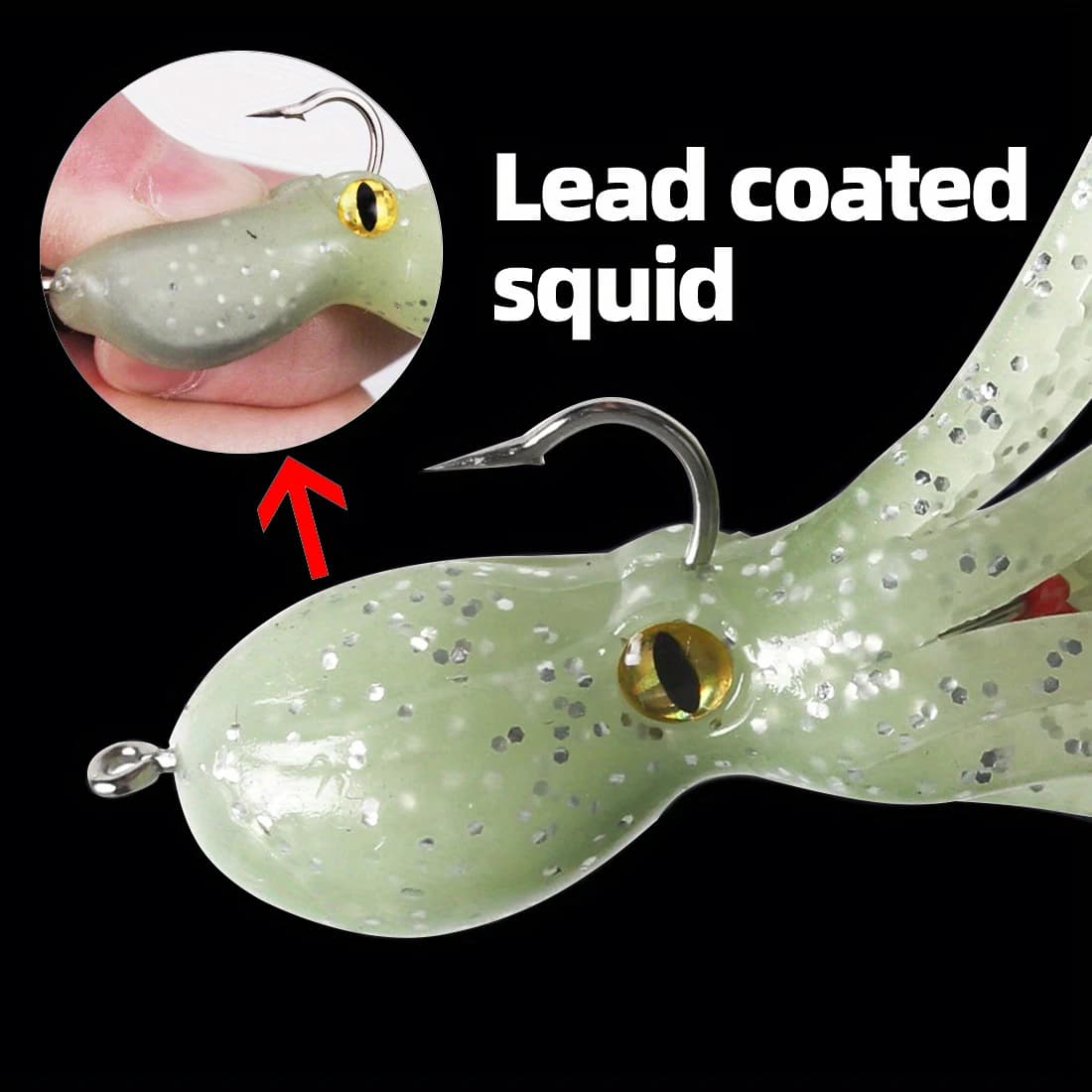 Leurres souples luminescents ANFS pour saumon et truite - appâts artificiels glow squid avec jig plombé