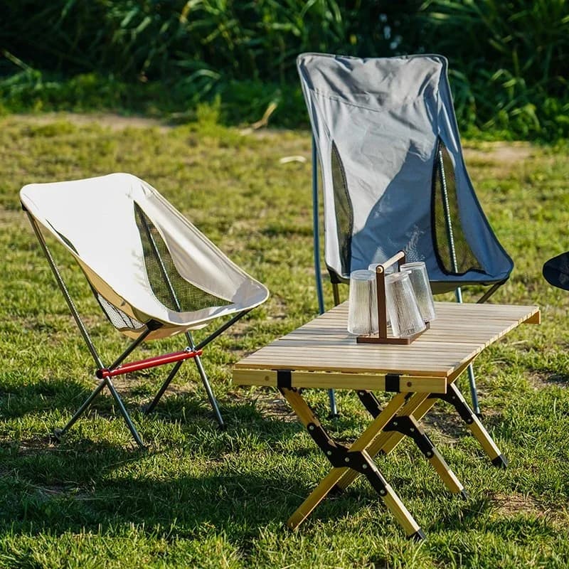 Chaise pliante camping pêche à dossier haut - Siège lune pliable pour détente en plein air
